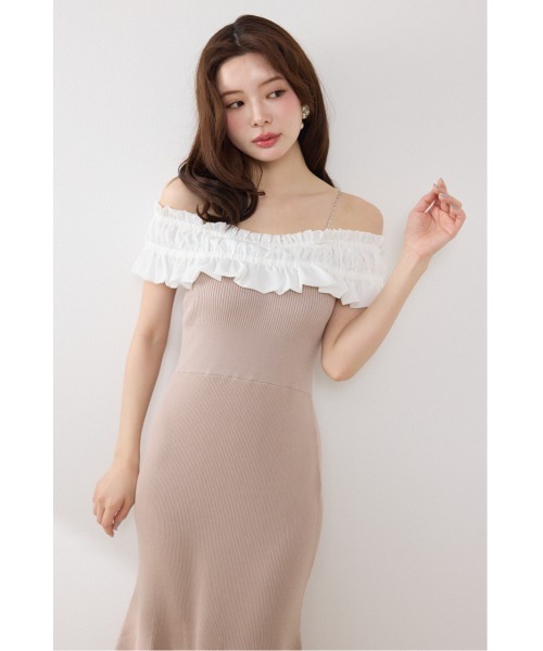 rienda（リエンダ）の「フリルドッキングニットワンピース　夏服（ワンピース・レディース・ブルー/ブラック/ピンク・FREE）」の16枚目の写真