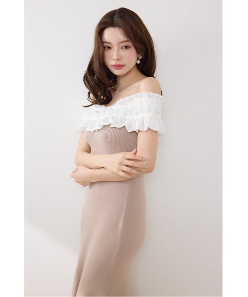 rienda（リエンダ）の「フリルドッキングニットワンピース　夏服（ワンピース・レディース・ブルー/ブラック/ピンク・FREE）」の17枚目の写真