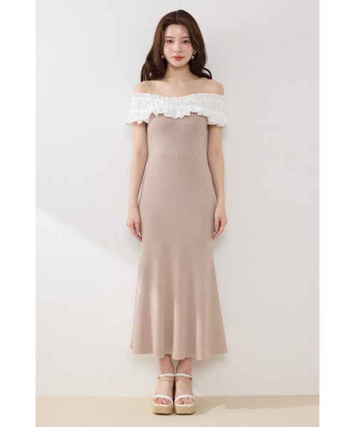 rienda（リエンダ）の「フリルドッキングニットワンピース　夏服（ワンピース・レディース・ブルー/ブラック/ピンク・FREE）」の7枚目の写真