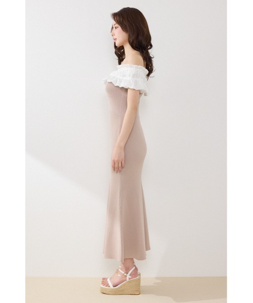 rienda（リエンダ）の「フリルドッキングニットワンピース　夏服（ワンピース・レディース・ブルー/ブラック/ピンク・FREE）」の8枚目の写真