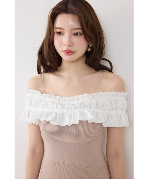rienda（リエンダ）の「フリルドッキングニットワンピース　夏服（ワンピース・レディース・ブルー/ブラック/ピンク・FREE）」の10枚目の写真