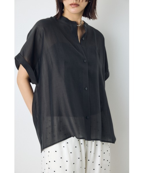 AZUL by moussy(アズールバイマウジー)の「【着丈バリエ】ハーフスリーブドルマンシャツ(シャツ/ブラウス・レディース・オフホワイト/ライトブラック/ライトブルー・SMALL/MEDIUM)」の3枚目の写真