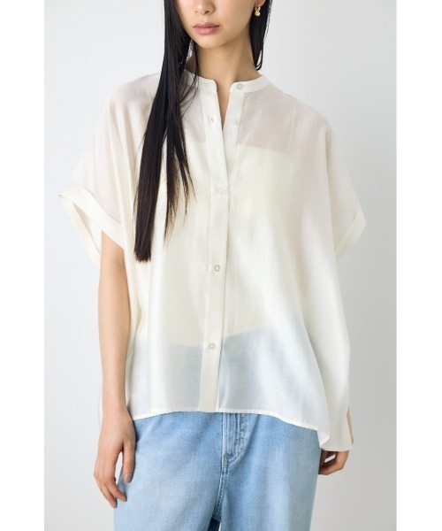 AZUL by moussy(アズールバイマウジー)の「【着丈バリエ】ハーフスリーブドルマンシャツ(シャツ/ブラウス・レディース・オフホワイト/ライトブラック/ライトブルー・SMALL/MEDIUM)」の5枚目の写真