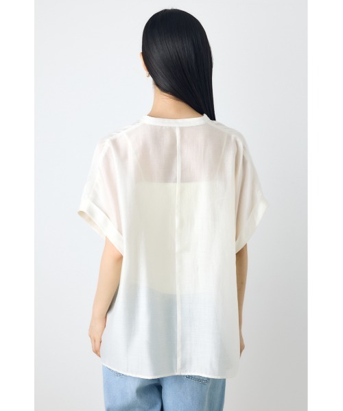 AZUL by moussy(アズールバイマウジー)の「【着丈バリエ】ハーフスリーブドルマンシャツ(シャツ/ブラウス・レディース・オフホワイト/ライトブラック/ライトブルー・SMALL/MEDIUM)」の7枚目の写真