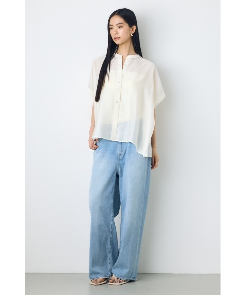 AZUL by moussy(アズールバイマウジー)の「【着丈バリエ】ハーフスリーブドルマンシャツ(シャツ/ブラウス・レディース・オフホワイト/ライトブラック/ライトブルー・SMALL/MEDIUM)」の8枚目の写真