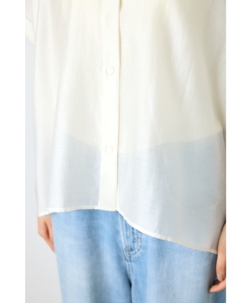 AZUL by moussy(アズールバイマウジー)の「【着丈バリエ】ハーフスリーブドルマンシャツ(シャツ/ブラウス・レディース・オフホワイト/ライトブラック/ライトブルー・SMALL/MEDIUM)」の12枚目の写真