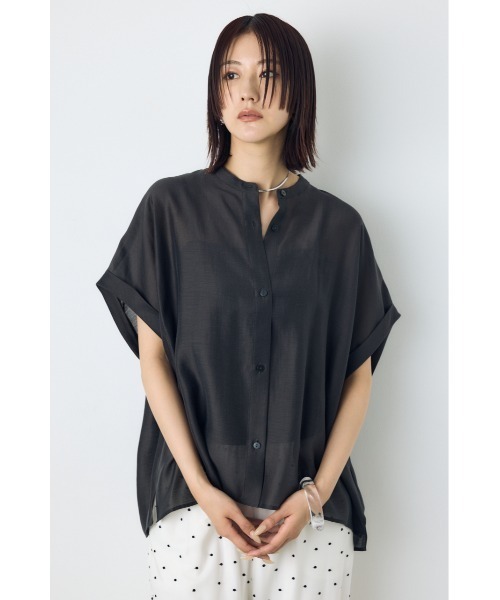 AZUL by moussy(アズールバイマウジー)の「【着丈バリエ】ハーフスリーブドルマンシャツ(シャツ/ブラウス・レディース・オフホワイト/ライトブラック/ライトブルー・SMALL/MEDIUM)」の14枚目の写真