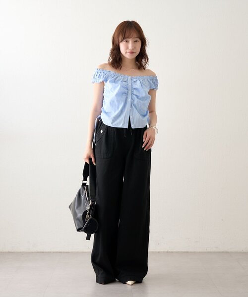 mline（エムライン）の「[mline]ハトメデザインカーゴパンツ（その他パンツ・レディース・グレー/ブラック・1/2）」の6枚目の写真
