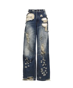 Tulle Distressed Denim Pants/チュールダメージデニム【MAISON