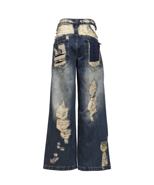 Jaded London(ジェイデッドロンドン)の「DISTRESSED CUT-OUT COLOSSUS JEANS(デニムパンツ・レディース・ブルー・28/30/26)」の2枚目の写真