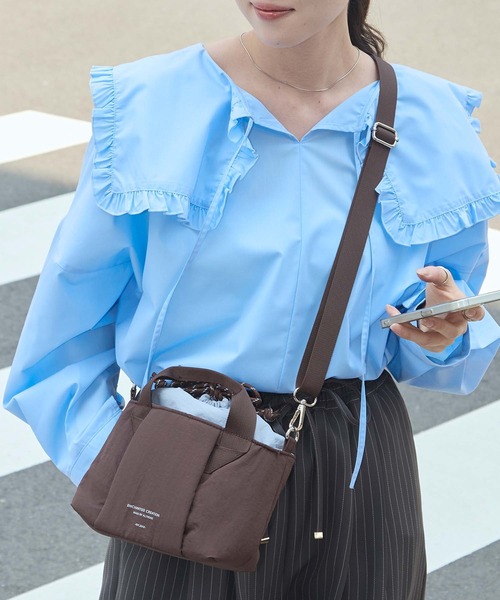 BONLECILL Marche(ボンルシールマルシェ)の「【BONLECILL Marche】2wayバイカラーミニトートバッグ/ショルダーバッグ(トートバッグ・レディース・ブラック/ブラウン/ネイビー・FREE)」の1枚目の写真