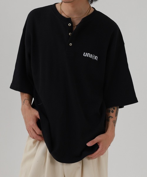 76（セブンティシックス）の「76Lubricants ワッフルヘンリーネックＴシャツ 半袖（Tシャツ/カットソー・メンズ・ブラック/グレー/オフホワイト・M/L）」の13枚目の写真