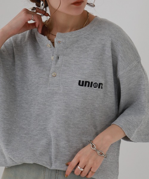 76（セブンティシックス）の「76Lubricants ワッフルヘンリーネックＴシャツ 半袖（Tシャツ/カットソー・メンズ・ブラック/グレー/オフホワイト・M/L）」の9枚目の写真