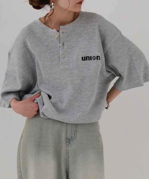76（セブンティシックス）の「76Lubricants ワッフルヘンリーネックＴシャツ 半袖（Tシャツ/カットソー・メンズ・ブラック/グレー/オフホワイト・M/L）」の6枚目の写真
