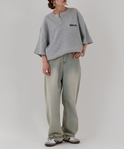 76（セブンティシックス）の「76Lubricants ワッフルヘンリーネックＴシャツ 半袖（Tシャツ/カットソー・メンズ・ブラック/グレー/オフホワイト・M/L）」の5枚目の写真