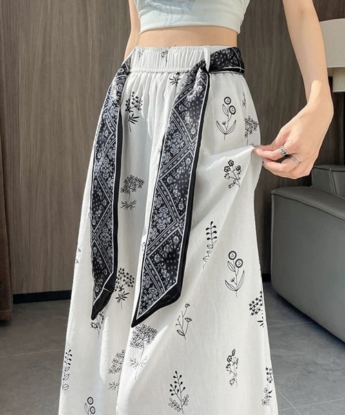 Miniministore(ミニミニストア)の「スカーフ付きハイウエストワイドパンツ春夏(スラックス・レディース・オレンジ/ネイビー/ホワイト・FREE)」の20枚目の写真
