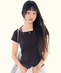 アイレットホルター半袖クロップドTシャツ