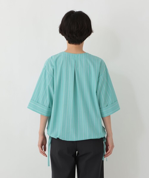 Afternoon Tea(アフタヌーンティー)の「【接触冷感 UVカット 吸水速乾 抗菌防臭】バンセルクール裾リボンブラウス(シャツ/ブラウス・レディース・グリーン・MEDIUM)」の2枚目の写真