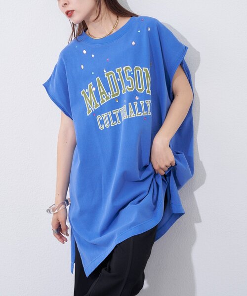 etsinta(エシンタ)の「【etsinta】ビジュー付カレッジノースリ(タンクトップ・レディース・チャコールグレー/ブルー/ライトグレー/ピンク・ONE SIZE)」の3枚目の写真