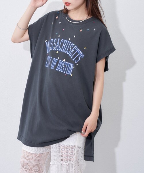 etsinta(エシンタ)の「【etsinta】ビジュー付カレッジノースリ(タンクトップ・レディース・チャコールグレー/ブルー/ライトグレー/ピンク・ONE SIZE)」の20枚目の写真