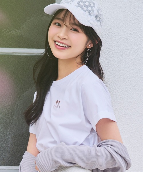 WILLSELECTION(ウィルセレクション)の「ロゴ刺繍ターンバックスリーブTシャツ(Tシャツ/カットソー・レディース・ミント/オフホワイト/ピンク・FREE)」の4枚目の写真