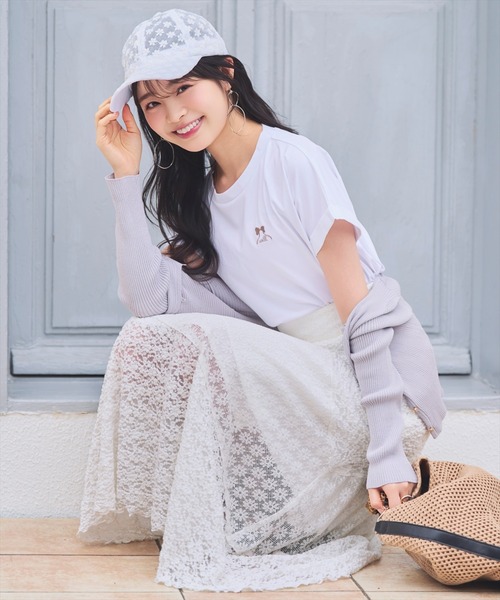 WILLSELECTION(ウィルセレクション)の「ロゴ刺繍ターンバックスリーブTシャツ(Tシャツ/カットソー・レディース・ミント/オフホワイト/ピンク・FREE)」の5枚目の写真