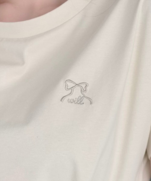 WILLSELECTION(ウィルセレクション)の「ロゴ刺繍ターンバックスリーブTシャツ(Tシャツ/カットソー・レディース・ミント/オフホワイト/ピンク・FREE)」の11枚目の写真