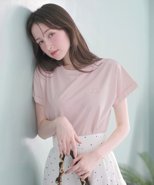 WILLSELECTION(ウィルセレクション)の「ロゴ刺繍ターンバックスリーブTシャツ(Tシャツ/カットソー・レディース・ミント/オフホワイト/ピンク・FREE)」の14枚目の写真