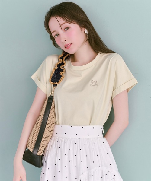 WILLSELECTION(ウィルセレクション)の「ロゴ刺繍ターンバックスリーブTシャツ(Tシャツ/カットソー・レディース・ミント/オフホワイト/ピンク・FREE)」の19枚目の写真