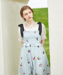 チェリー柄シャーリングワンピース/fint フィント