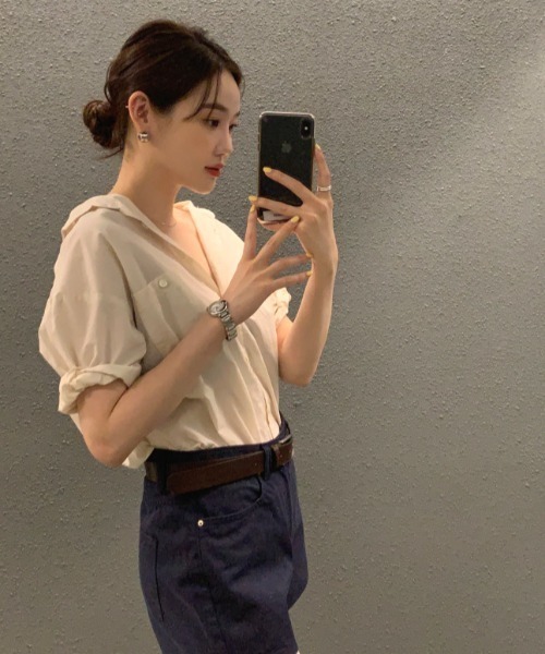 FAVORITO(ファヴォリート)の「襟付きシャツ(シャツ/ブラウス・レディース・ベージュ/ホワイト・F)」の18枚目の写真