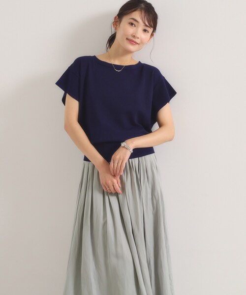 ITS'DEMO(イッツデモ)の「【冷感】ニット×サテンスカートセット(セットアップ・レディース・ネイビー/オフホワイト/ピンク系/ブルー・00)」の8枚目の写真