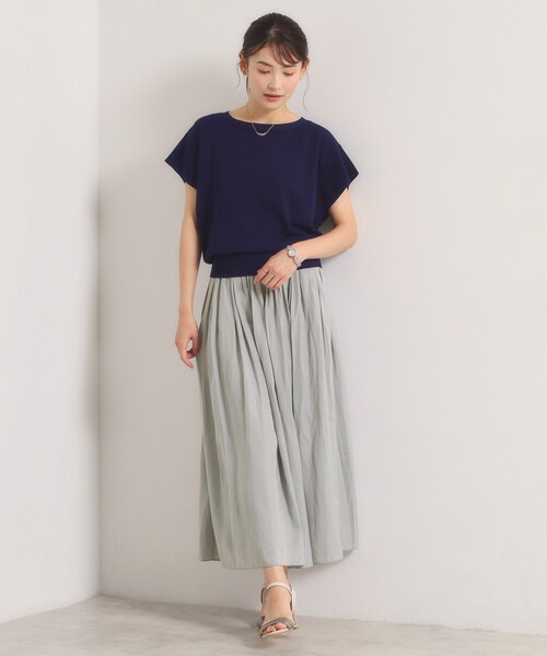 ITS'DEMO(イッツデモ)の「【冷感】ニット×サテンスカートセット(セットアップ・レディース・ネイビー/オフホワイト/ピンク系/ブルー・00)」の10枚目の写真