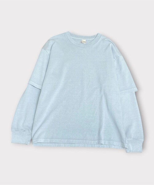 GLOSTER(グロスター)の「【1枚でレイヤード完成】ピグメント加工 フェイクレイヤードロンT(Tシャツ/カットソー・メンズ・ネイビー/ライトグリーン/ライトグレー/ブラック・L/M)」の3枚目の写真