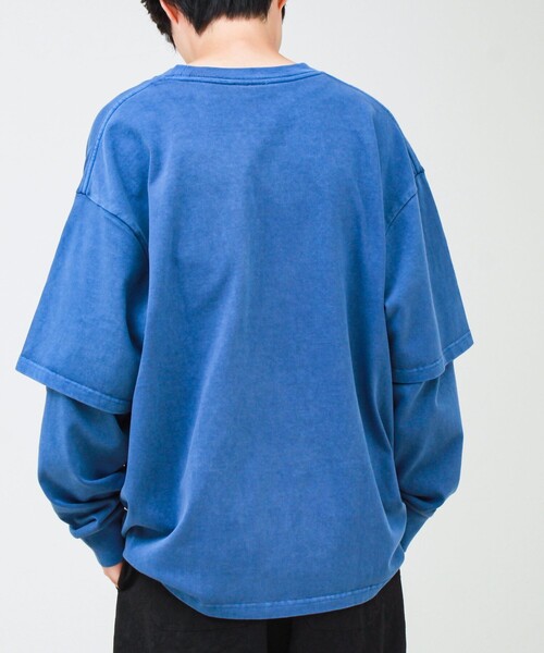 GLOSTER(グロスター)の「【1枚でレイヤード完成】ピグメント加工 フェイクレイヤードロンT(Tシャツ/カットソー・メンズ・ネイビー/ライトグリーン/ライトグレー/ブラック・L/M)」の18枚目の写真