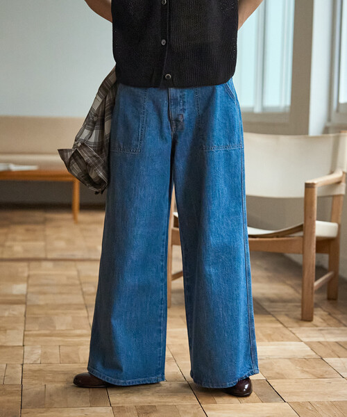 FREAK'S STORE(フリークスストア)の「SOMETHING × FREAK'S STORE/サムシング 別注 PAINTER BAGGY/別注 ペインター バギーデニム(デニムパンツ・レディース・ネイビー/ブルー・MEDIUM/SMALL)」の3枚目の写真