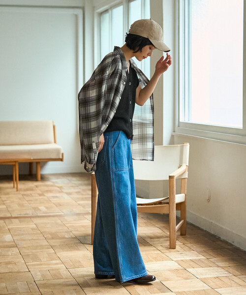 FREAK'S STORE(フリークスストア)の「SOMETHING × FREAK'S STORE/サムシング 別注 PAINTER BAGGY/別注 ペインター バギーデニム(デニムパンツ・レディース・ネイビー/ブルー・MEDIUM/SMALL)」の8枚目の写真