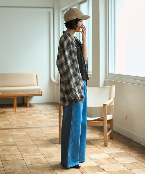 FREAK'S STORE(フリークスストア)の「SOMETHING × FREAK'S STORE/サムシング 別注 PAINTER BAGGY/別注 ペインター バギーデニム(デニムパンツ・レディース・ネイビー/ブルー・MEDIUM/SMALL)」の9枚目の写真