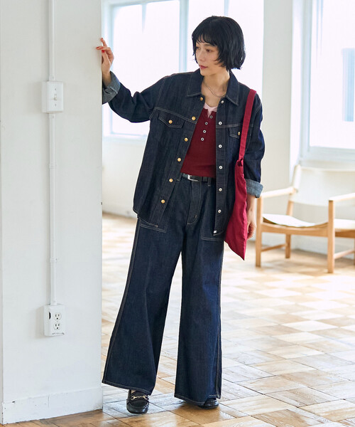 FREAK'S STORE(フリークスストア)の「SOMETHING × FREAK'S STORE/サムシング 別注 PAINTER BAGGY/別注 ペインター バギーデニム(デニムパンツ・レディース・ネイビー/ブルー・MEDIUM/SMALL)」の11枚目の写真
