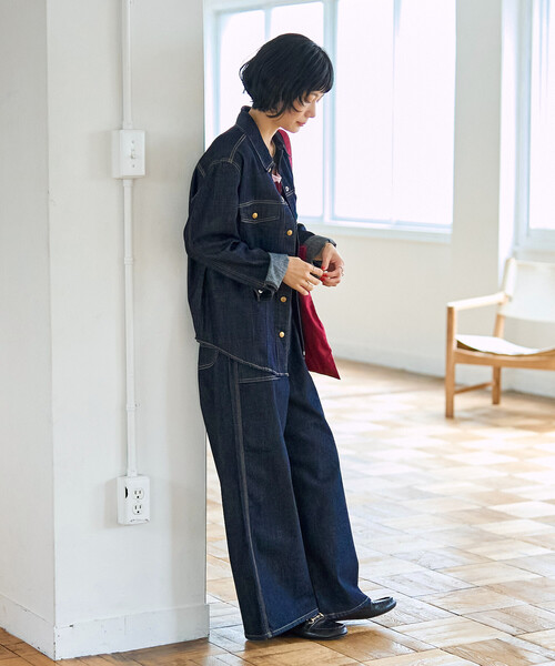 FREAK'S STORE(フリークスストア)の「SOMETHING × FREAK'S STORE/サムシング 別注 PAINTER BAGGY/別注 ペインター バギーデニム(デニムパンツ・レディース・ネイビー/ブルー・MEDIUM/SMALL)」の16枚目の写真