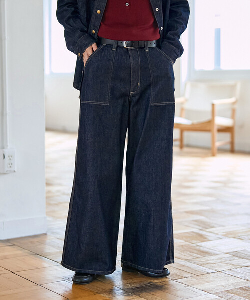 FREAK'S STORE(フリークスストア)の「SOMETHING × FREAK'S STORE/サムシング 別注 PAINTER BAGGY/別注 ペインター バギーデニム(デニムパンツ・レディース・ネイビー/ブルー・MEDIUM/SMALL)」の18枚目の写真