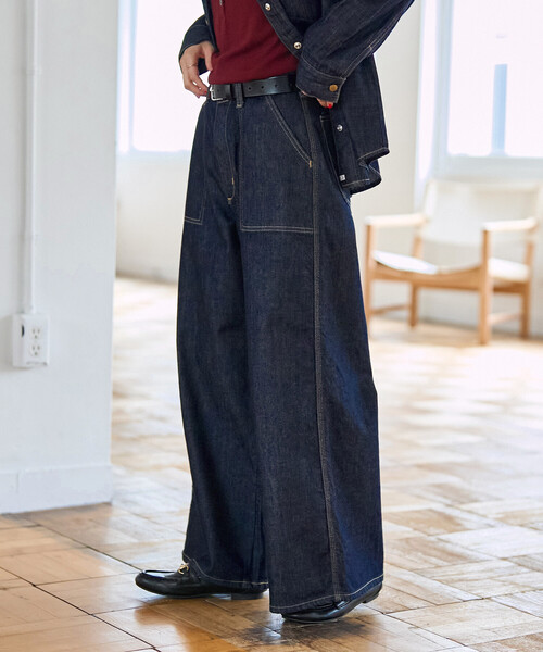 FREAK'S STORE(フリークスストア)の「SOMETHING × FREAK'S STORE/サムシング 別注 PAINTER BAGGY/別注 ペインター バギーデニム(デニムパンツ・レディース・ネイビー/ブルー・MEDIUM/SMALL)」の19枚目の写真