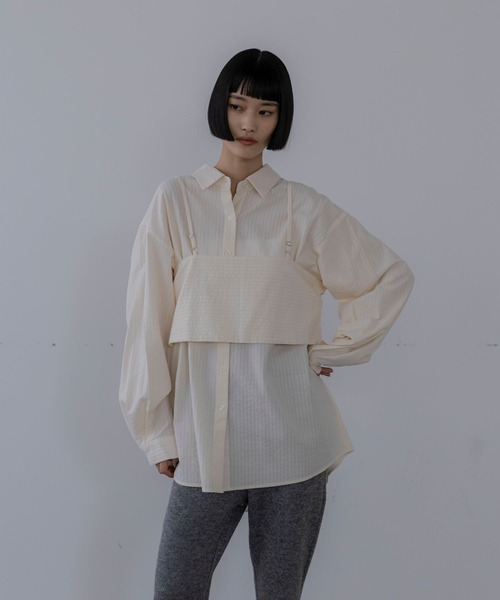 LOWRYS FARM（ローリーズファーム）の「２Ｐレイヤードシャツ　1049064（シャツ/ブラウス・レディース・ブラック/オフホワイト/ライトグリーン・FREE）」の2枚目の写真