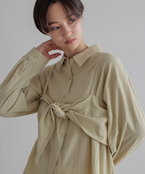 LOWRYS FARM（ローリーズファーム）の「２Ｐレイヤードシャツ　1049064（シャツ/ブラウス・レディース・ブラック/オフホワイト/ライトグリーン・FREE）」の3枚目の写真