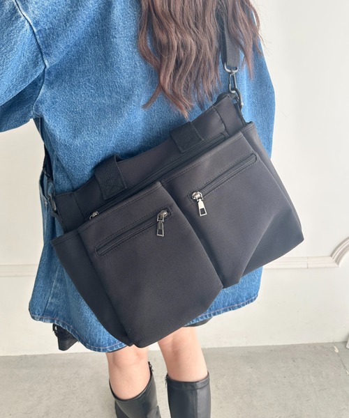 MYMOOD.(マイムード)の「9ポケットハンドバッグショルダーバッグ2WAY仕様マザーズバッグ(マザーズバッグ・レディース・ブラック/グレー/アイボリー・FREE)」の1枚目の写真