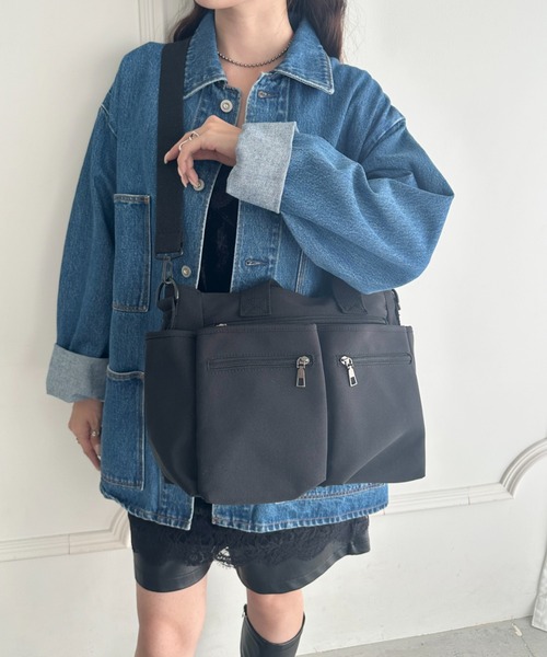 MYMOOD.(マイムード)の「9ポケットハンドバッグショルダーバッグ2WAY仕様マザーズバッグ(マザーズバッグ・レディース・ブラック/グレー/アイボリー・FREE)」の12枚目の写真