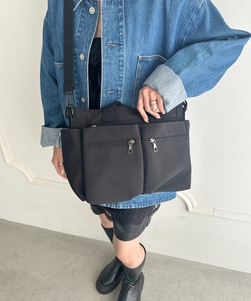 MYMOOD.(マイムード)の「9ポケットハンドバッグショルダーバッグ2WAY仕様マザーズバッグ(マザーズバッグ・レディース・ブラック/グレー/アイボリー・FREE)」の14枚目の写真
