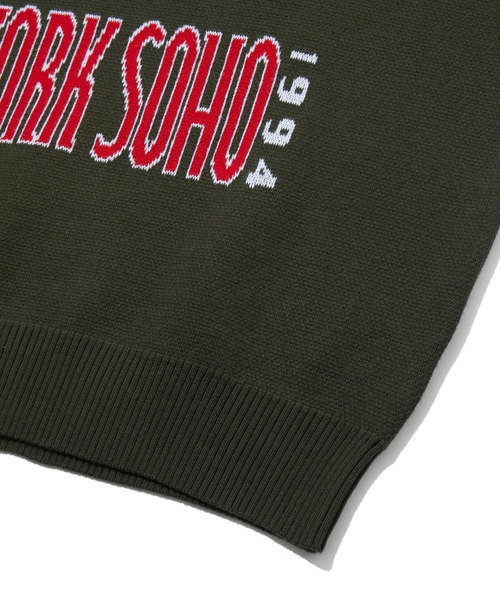 X-girl(エックスガール)の「WORLD LOGO JACQUARD KNIT TOP(ニット/セーター・レディース・アッシュ/ブラック/オリーブ・ONE SIZE)」の15枚目の写真