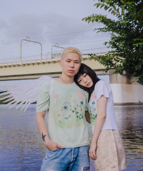 twins(nemne store)(ツインズ)の「Picnic tee(Tシャツ/カットソー・レディース・ミント/White・MEDIUM/SMALL)」の3枚目の写真