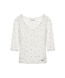 SHEER FLORAL DEEP SLEEVE TOP_IVORY